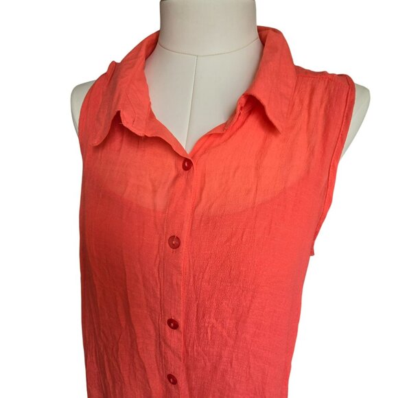 Sleeveless Orange Dress Button-Up Collared Midi with Dress Liner NWT JJ3991 - Picture 2 of 10